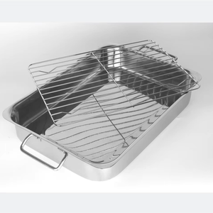 Rectangular Stainless Steel Roaster Serving Pan With Rack