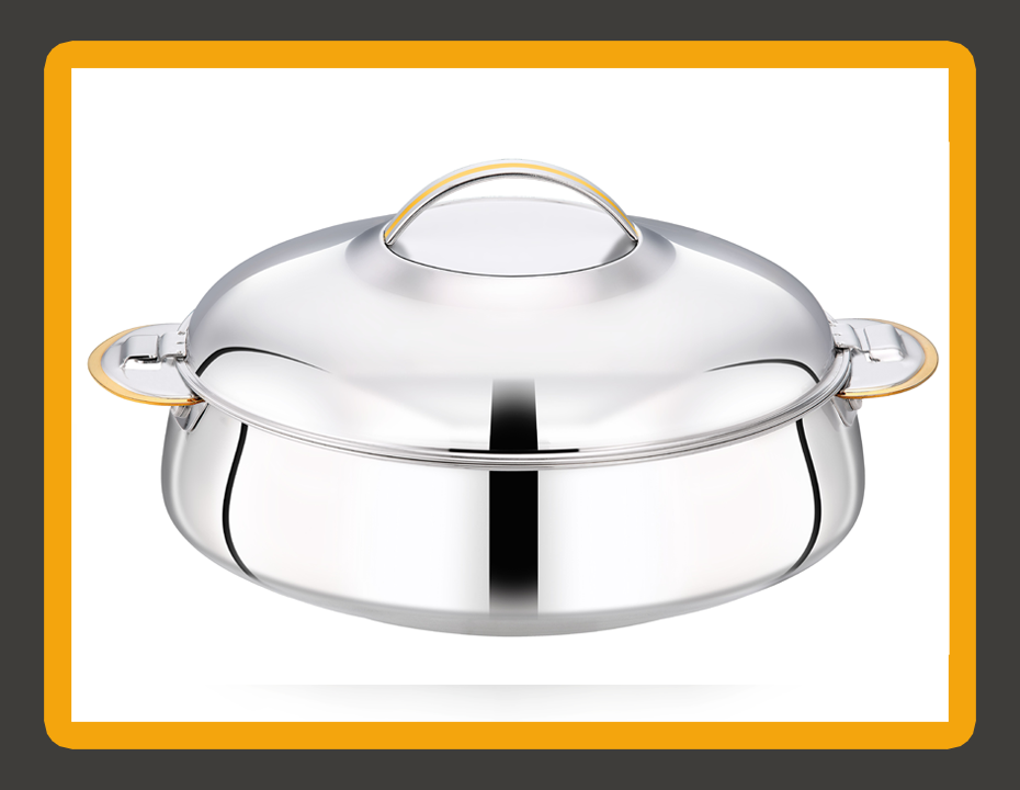 SALLY Shiny Silver Double Wall Insulated Hotpot