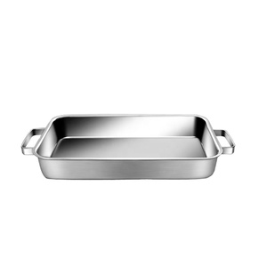 3 Ply Stainless Steel Non-Stick Rectangle Gas and Induction Cooker Pizza Pan Bbq Grill Baking Roast Pan for Baking