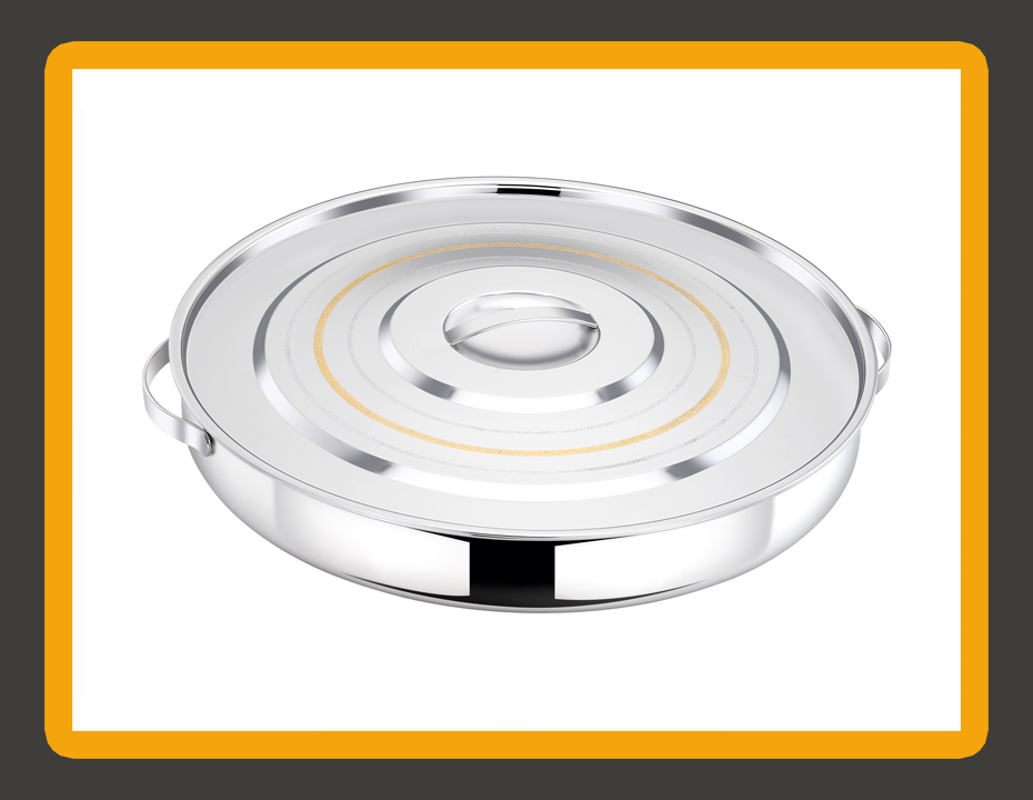 BOHARA Kuboos Tray Gold Ring — Commercial Bread and Rice Serving Tray