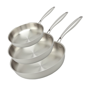 Tri-ply Stainless Steel 304 Fry Pan Skillets Home Use Induction Cookware