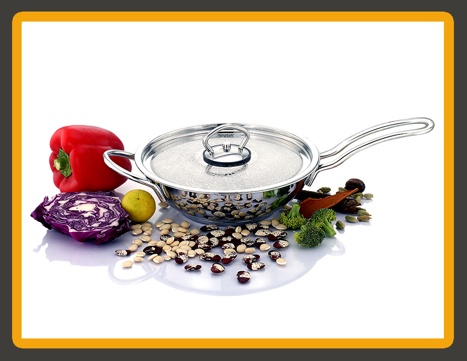 Stainless Steel Wok with Designed Lid