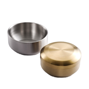 Korean-Style Portable Double Wall Stainless Steel 304 Rice Mixing Bowl Gold Silver Insulated Eco-Friendly Lids Polished Metal