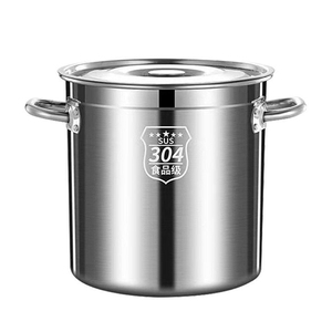 304 Commercial Cookware Large Stock Pot Cooking Pot Stainless Steel Seafood Boil Pot Soup Bucket with Hanging Lid for Restaurant