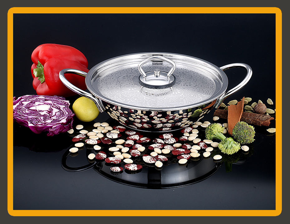 Stainless Steel Kadahi with Designed Lid