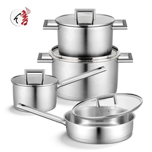 Wholesale Luxury Kitchen Straight Shape Stainless Steel Cooking Ware Pots And Pans Cookware Set