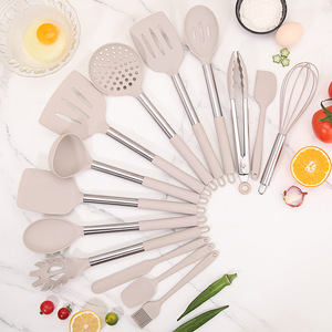 Silicone Eco-Friendly Kitchen Utensils Set 15-Piece High Heat Resistant Stainless Steel Handle Non-Stick Cookware Safe Food
