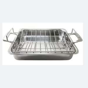 Tri-ply Stainless Steel Roasting Pan With Rack Frying Pan Turkey Roaster