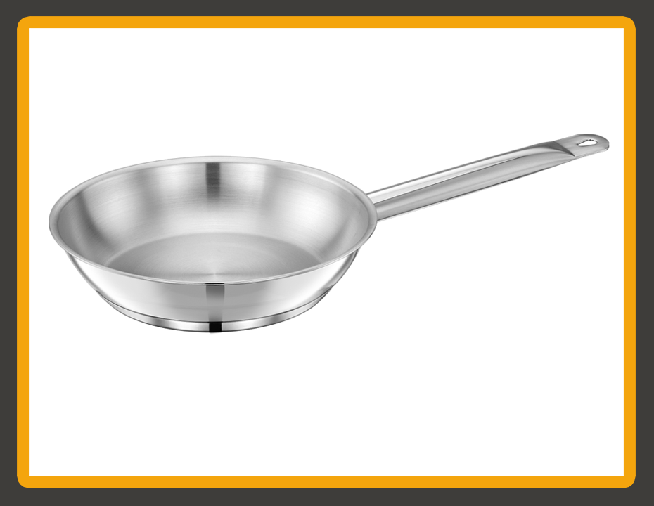 BOHARA Stainless Steel Professional Frypan — heavy duty commercial skillet