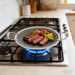 26cm/28cm/30cm Three-layer Fast Heat Conduction 3pcs Double-sided Honeycomb Surface Stainless Steel Roasting BBQ Pan Set Double