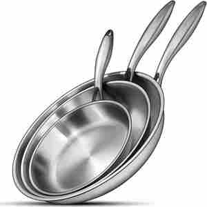 12 Inch Tri-Ply Stainless Steel Frying Pan Skillet Cooking Pan Dishwasher And Oven Safe Heavy Duty And Detachable Handle