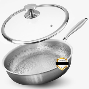 OEM Luxury 12 Inch Titanium Hammered Frying Pan Rivet-free Stainless Steel Skillet