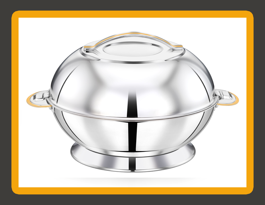 SAJA Shiny Gold Stainless Steel Insulated Hotpot — BOHARA Commercial Cateringware