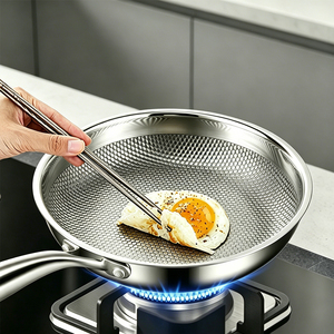 FLUXCHEF Commercial-Grade Hammered Stainless Steel Multi-Layer Non-Stick Frying Pan