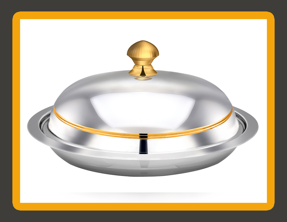 BOHARA Serving Platter Gold Ring — Heavy Duty Stainless Steel Serving Dish