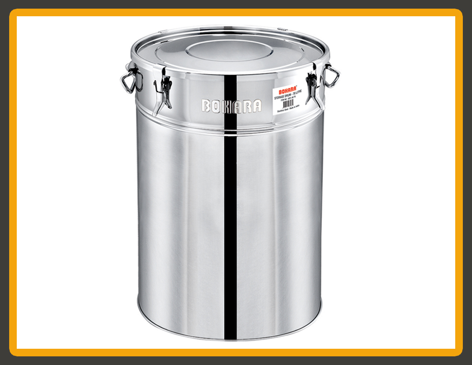BOHARA Heavy Gauge Stainless Steel Storage Drum Container